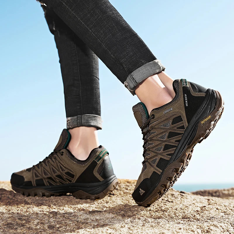 HIKEUP Men’s Hiking Shoes – Breathable Lace-Up Trekking Sneakers