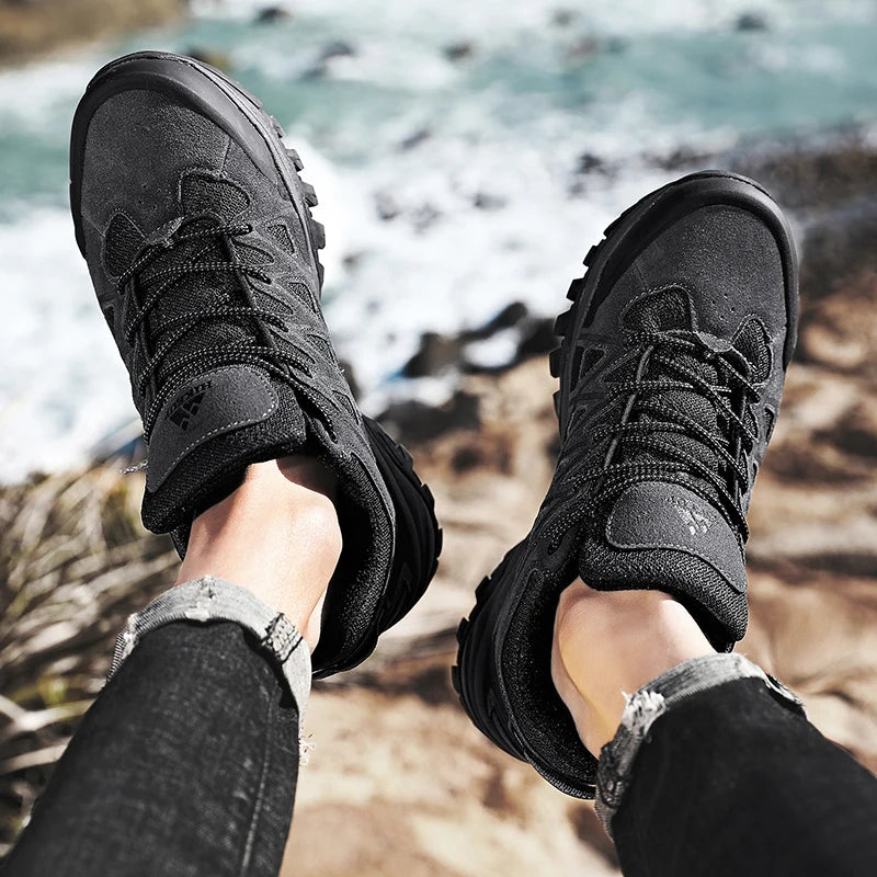 HIKEUP Men’s Hiking Shoes – Breathable Lace-Up Trekking Sneakers