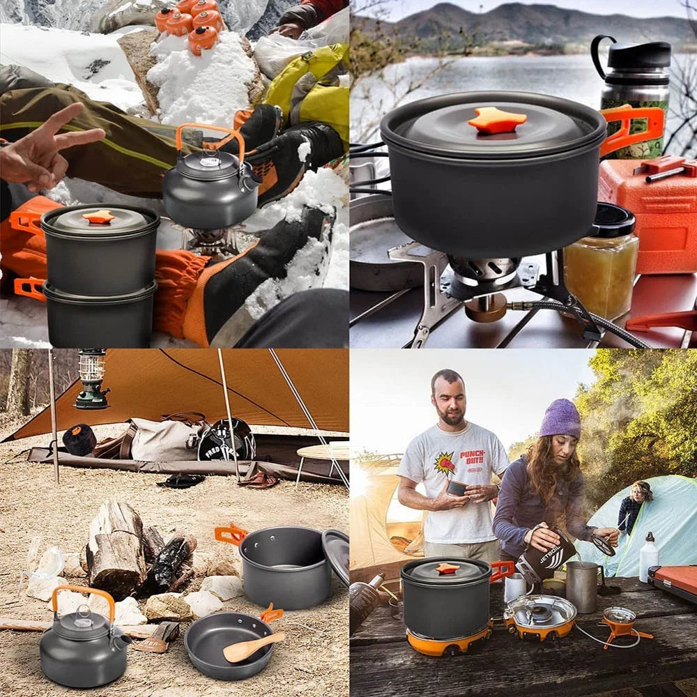 Camping Cookware Set – Non-Stick Teapot & Pots for 2–3 People