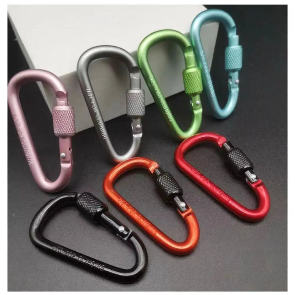 Aluminum Alloy D-Shape Carabiner – Locking Keychain Hook for Hiking