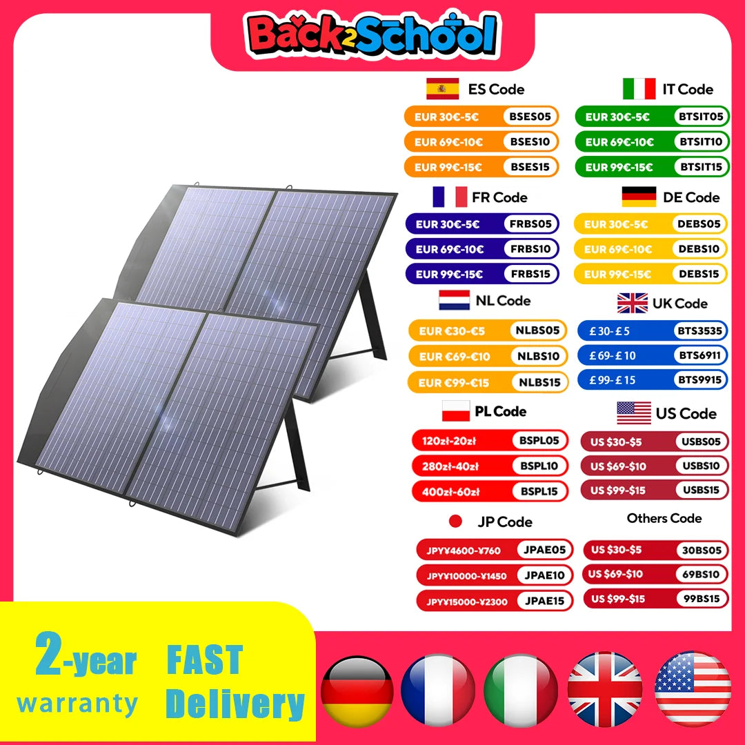 ALLPOWERS Foldable Solar Panel – 100/200W Portable Battery Charger