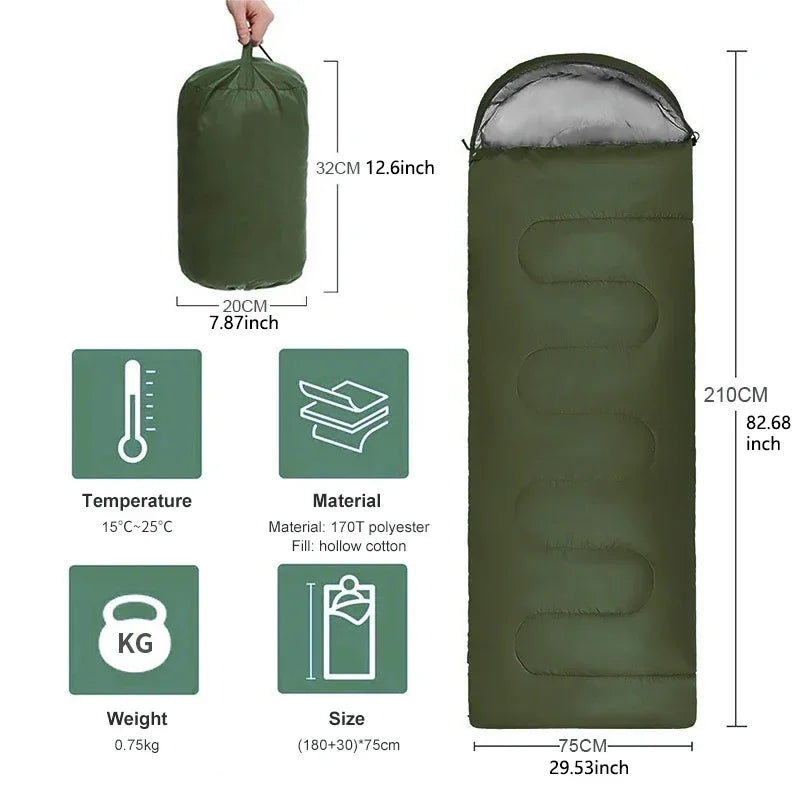 Ultralight 4-Season Sleeping Bag – Waterproof Camping & Hiking Envelope