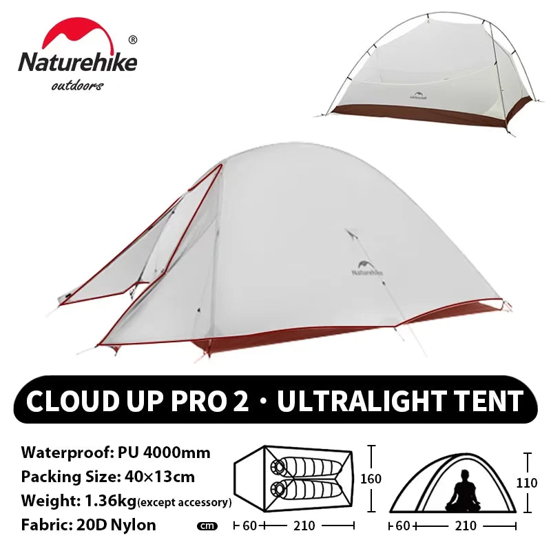 Naturehike Cloud Up 2-Person Ultralight Tent – Waterproof Camping & Hiking