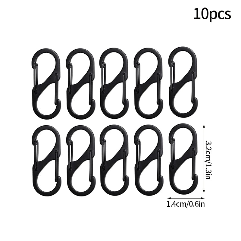5PCS Tactical S-Type Carabiners – Aluminum Alloy Mini Keychain Hooks