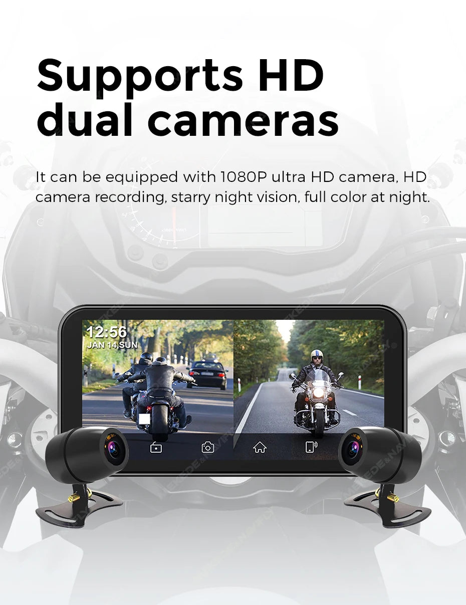 NaviFly 6.25" Wireless CarPlay & Android Auto – Motorcycle Navigation Display