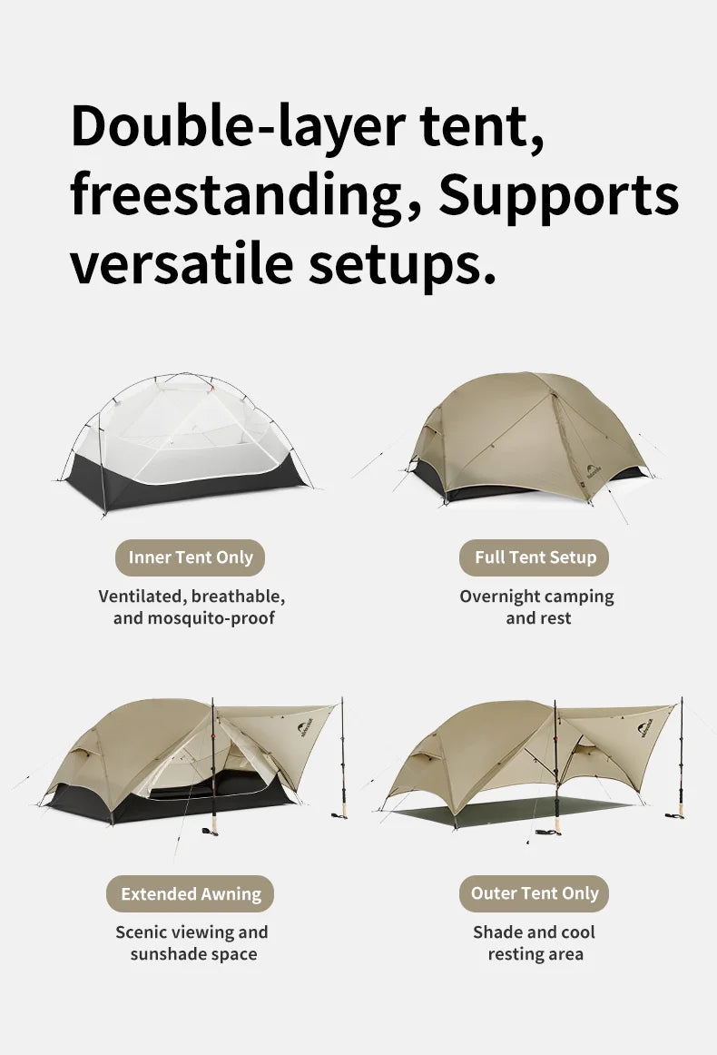 Naturehike Mongar UL 2 – Ultralight 2-Person Waterproof Backpacking Tent