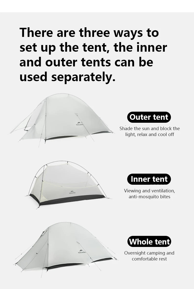 Naturehike Cloud Up 2-Person Ultralight Tent – Waterproof Camping & Hiking