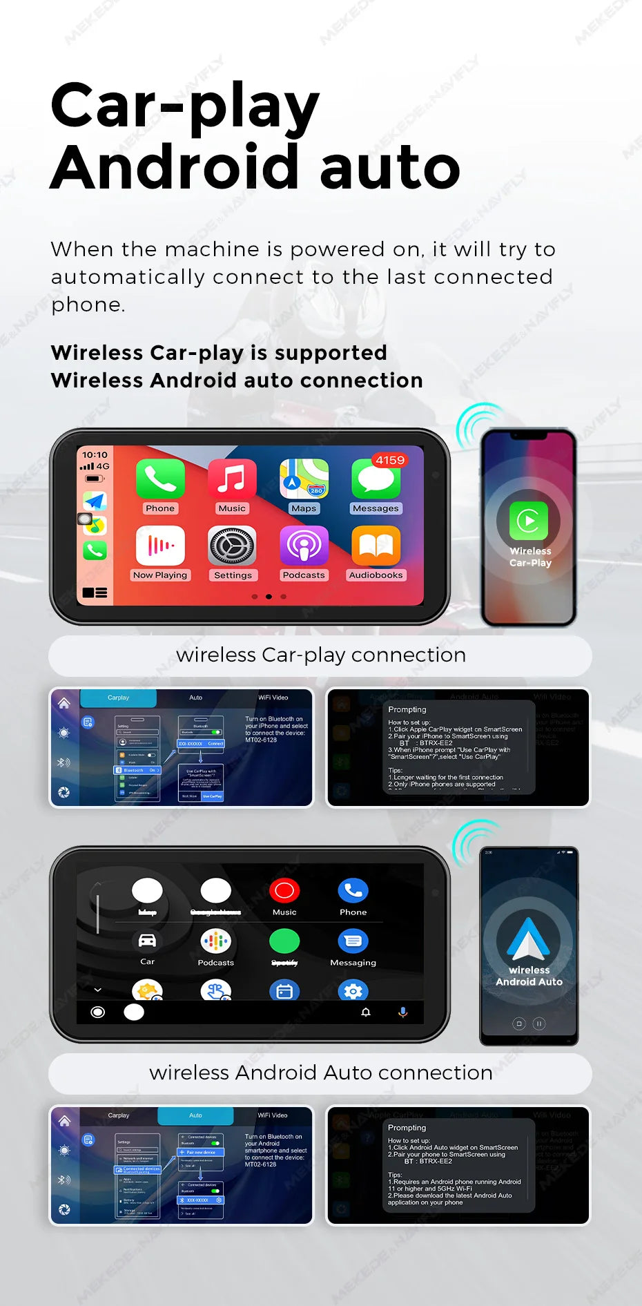 6.25" IP67 Waterproof Motorcycle GPS – Wireless CarPlay & Android Auto DVR