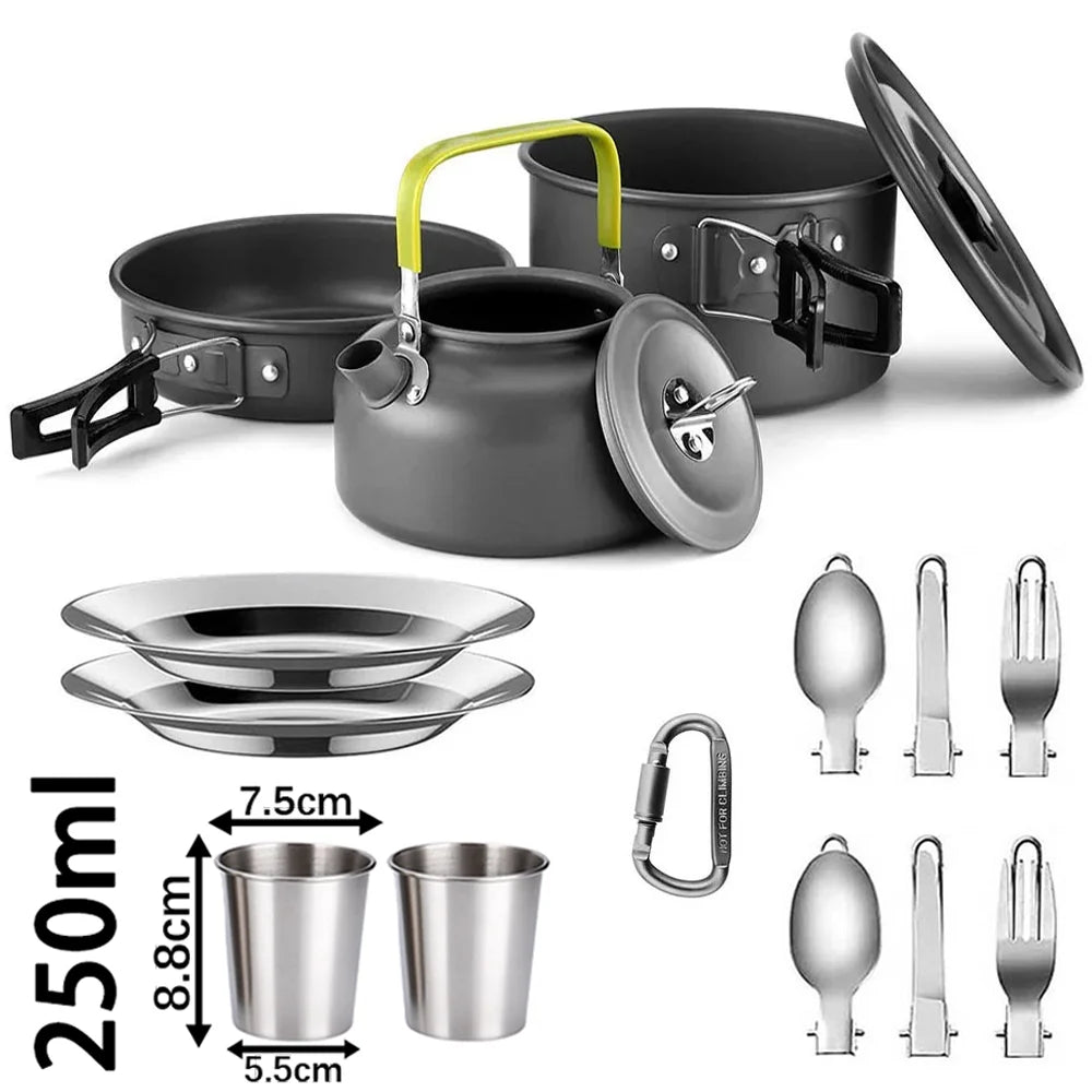 Camping Cookware Set – Non-Stick Teapot & Pots for 2–3 People