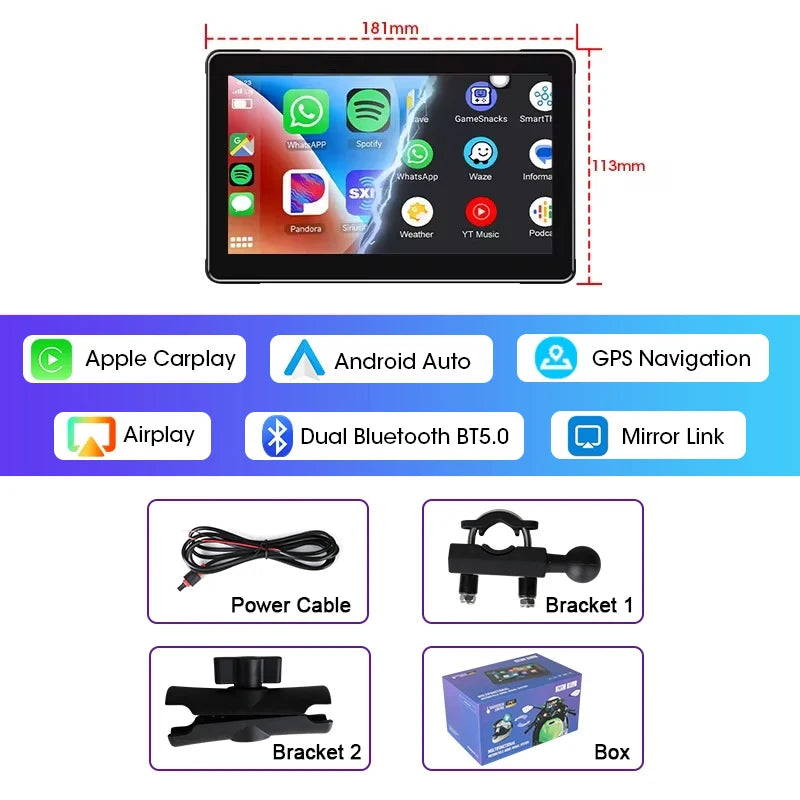 5–7" CarPlay & Android Auto DVR – Wireless GPS Display for Car & Motorcycle