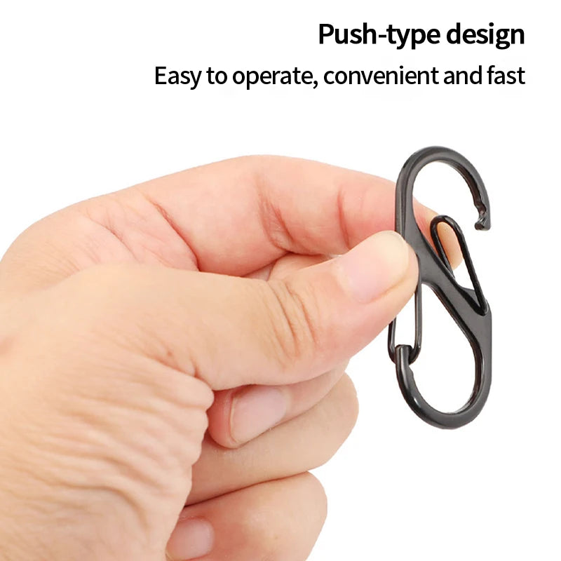5PCS Tactical S-Type Carabiners – Aluminum Alloy Mini Keychain Hooks