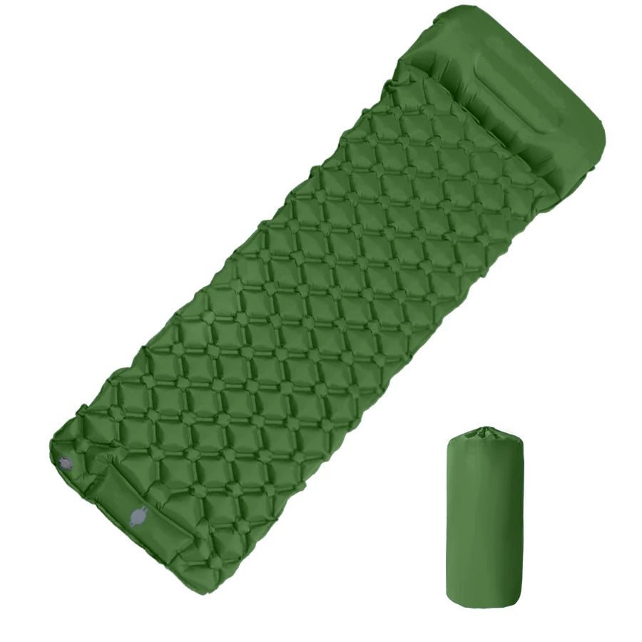 Inflatable Camping Mattress – Ultralight Sleeping Pad with Built-In Pillow