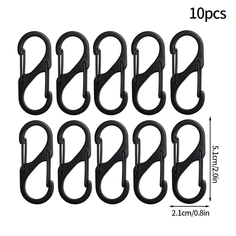 5PCS Tactical S-Type Carabiners – Aluminum Alloy Mini Keychain Hooks