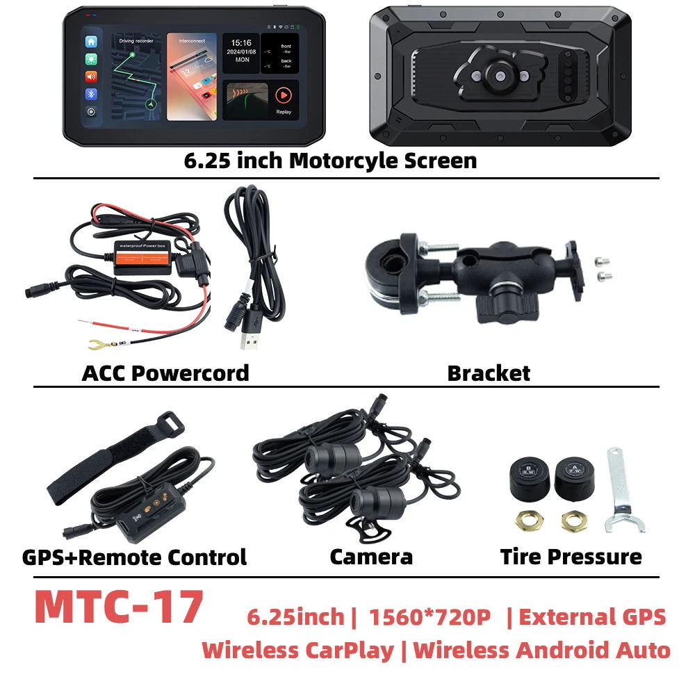 EKIY 6.25" Wireless CarPlay & Android Auto – Motorcycle GPS Dashboard