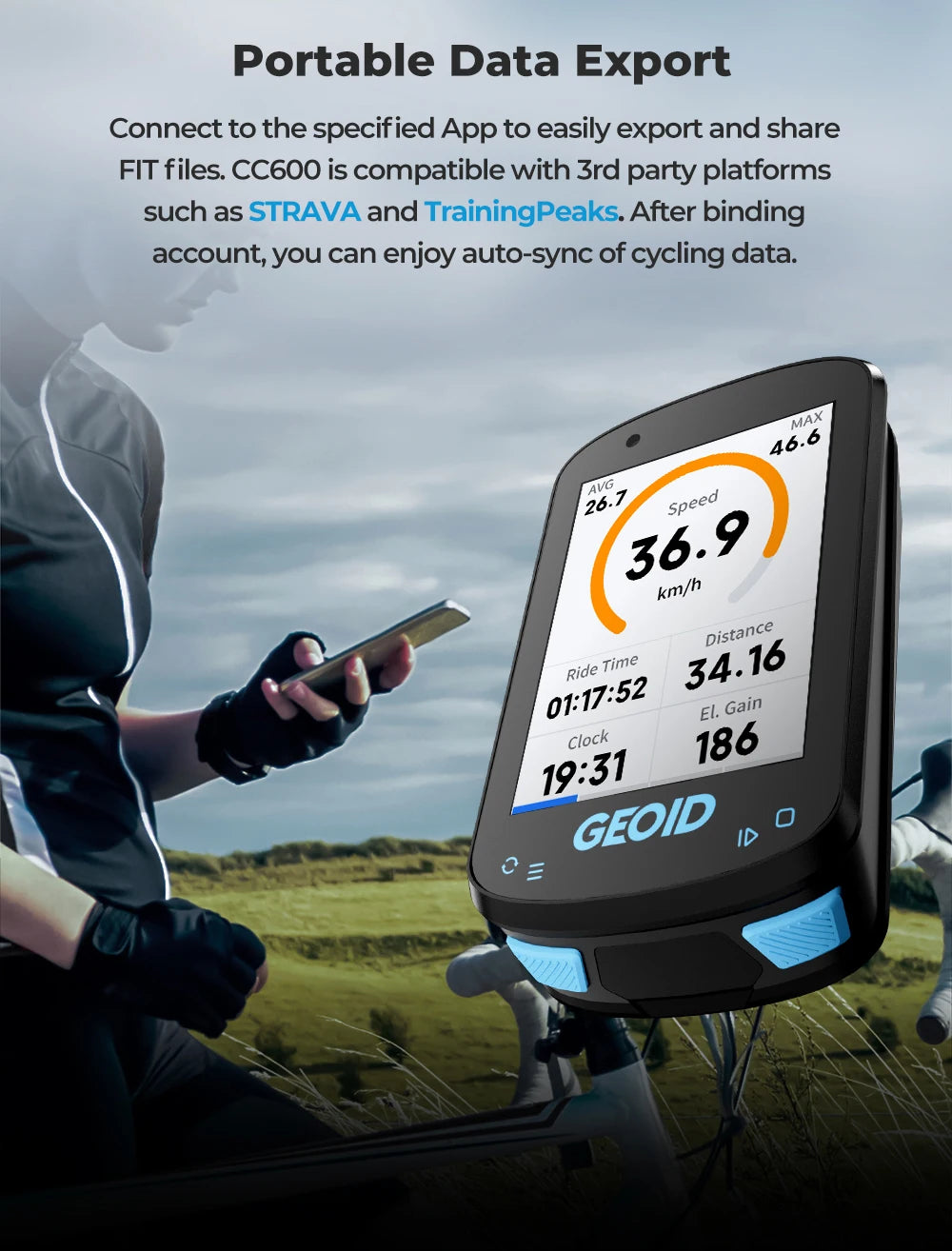 GEOID CC600 Bike Computer – Smart GPS Speedometer with Wireless Navigation