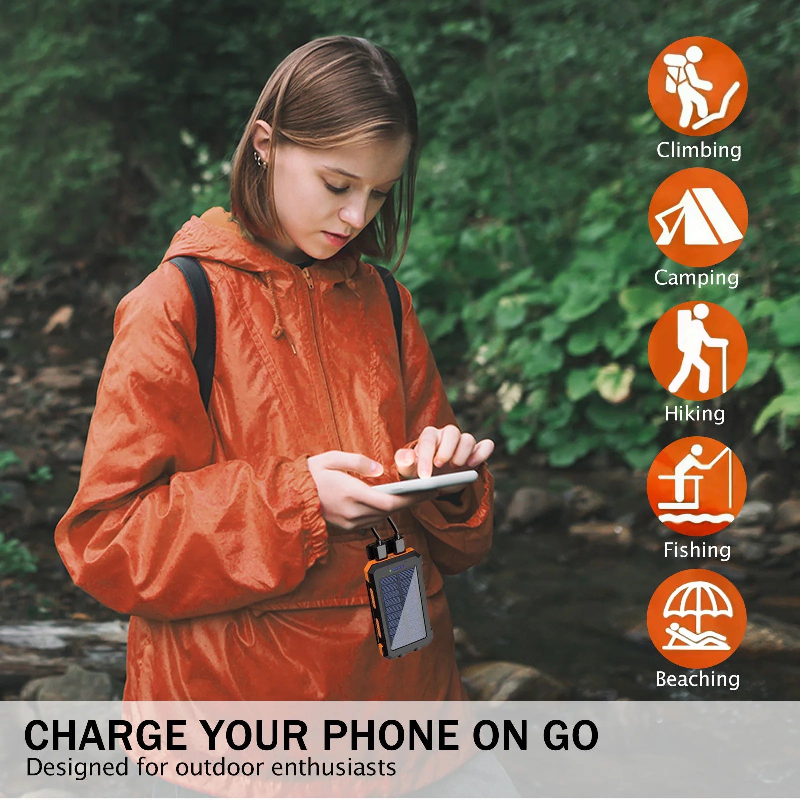 20000mAh Portable Solar Power Bank – Dual USB & LED Flashlight