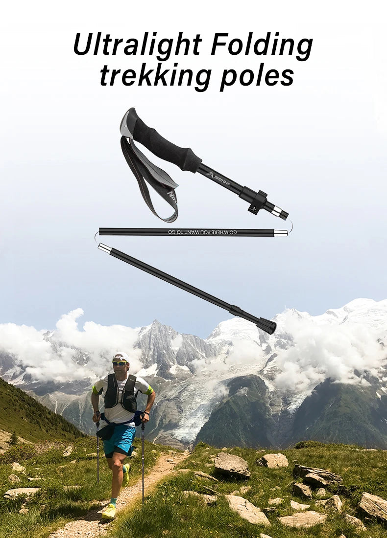 BSWOLF Ultralight Trekking Poles – 2-Pack Folding Aluminum Walking Sticks