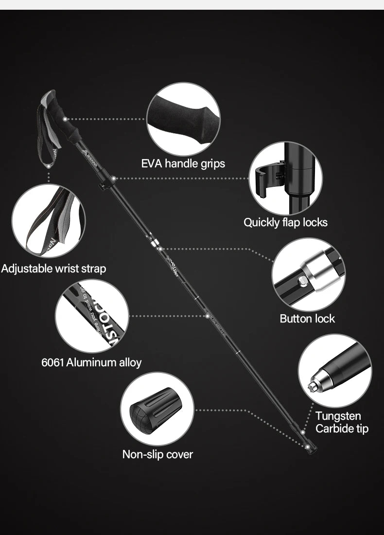 BSWOLF Ultralight Trekking Poles – 2-Pack Folding Aluminum Walking Sticks