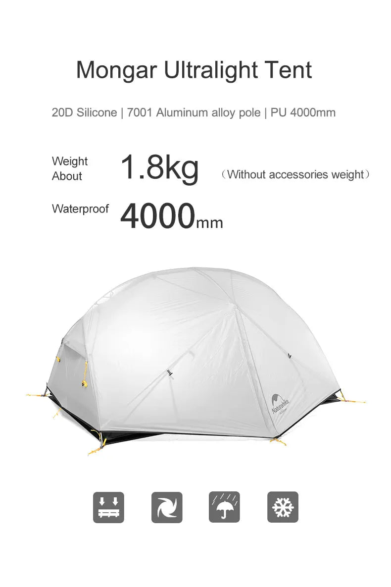 Naturehike Mongar UL 2 – Ultralight 2-Person Waterproof Backpacking Tent