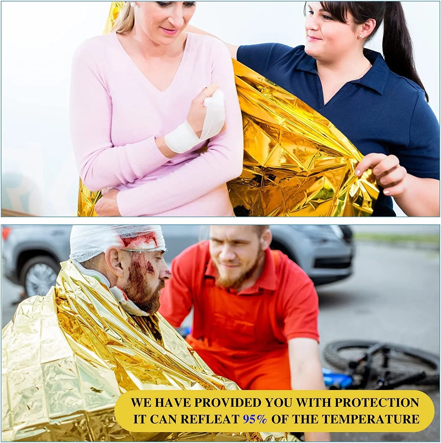 Emergency Survival Blanket – Waterproof Thermal Foil (Gold/Silver)