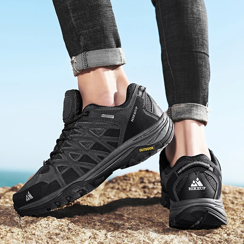HIKEUP Men’s Hiking Shoes – Breathable Lace-Up Trekking Sneakers