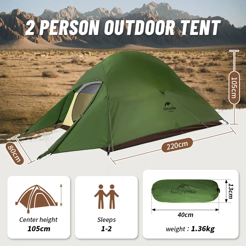 Naturehike Cloud Up 2-Person Ultralight Tent – Waterproof Camping & Hiking