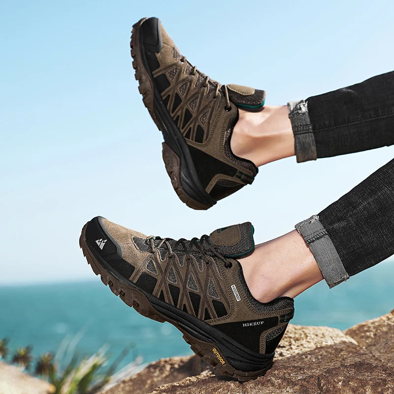 HIKEUP Men’s Hiking Shoes – Breathable Lace-Up Trekking Sneakers