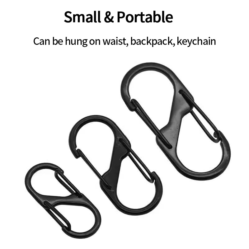 5PCS Tactical S-Type Carabiners – Aluminum Alloy Mini Keychain Hooks
