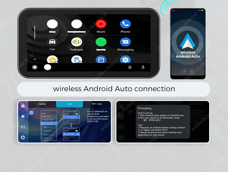 NaviFly 6.25" Wireless CarPlay & Android Auto – Motorcycle Navigation Display