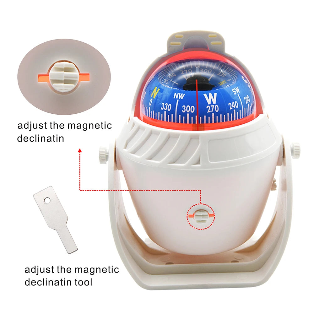 Waterproof Marine Compass – LED Night Light Nautical Navigation