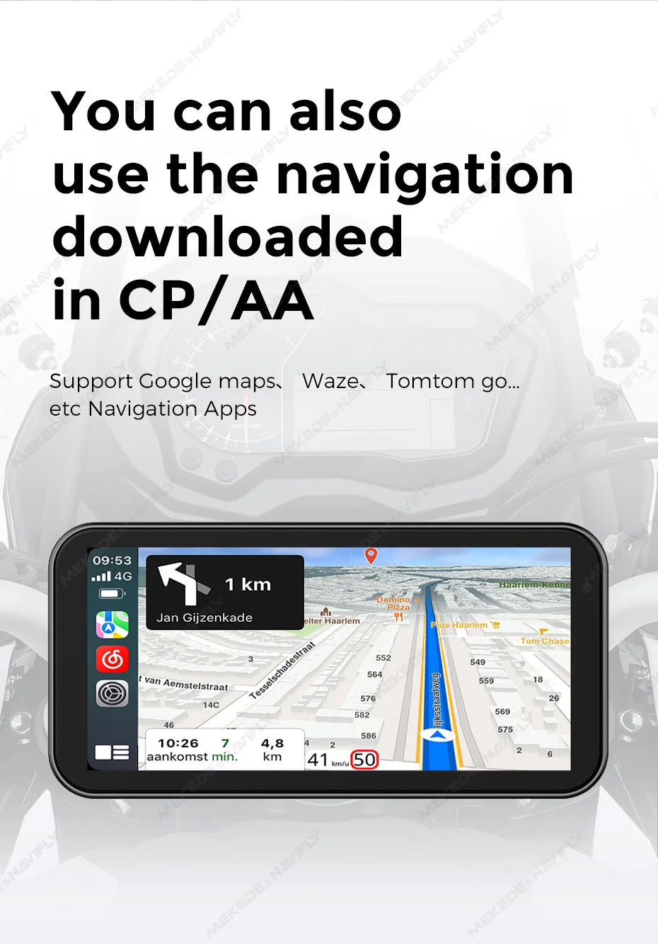 6.25" IP67 Waterproof Motorcycle GPS – Wireless CarPlay & Android Auto DVR