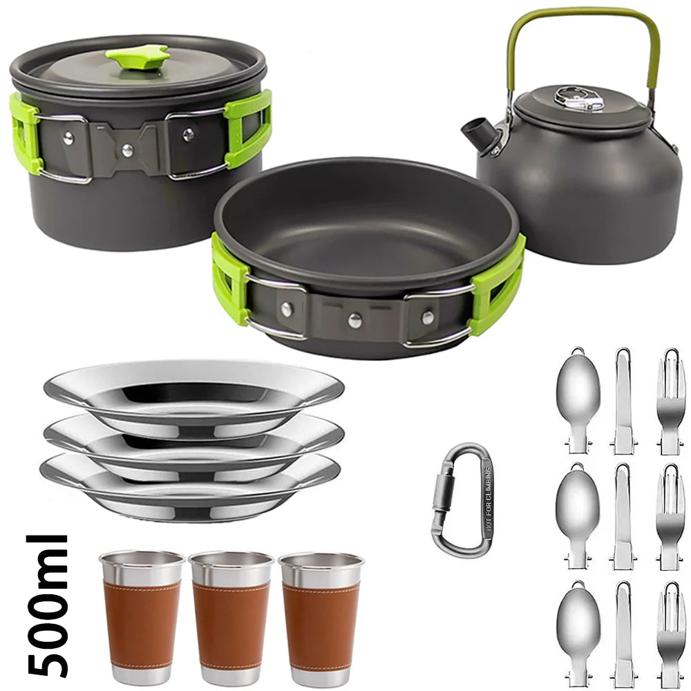 Camping Cookware Set – Non-Stick Teapot & Pots for 2–3 People