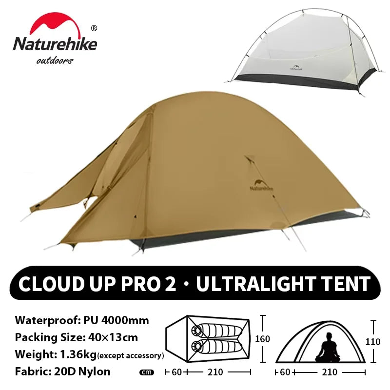 Naturehike Cloud Up 2-Person Ultralight Tent – Waterproof Camping & Hiking