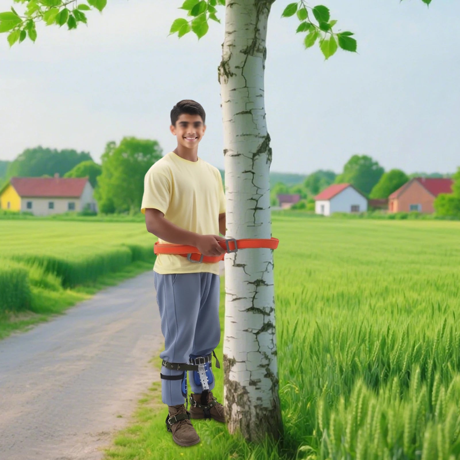 Adjustable Blue Tree Climbing Spikes with Straps – 150kg Load