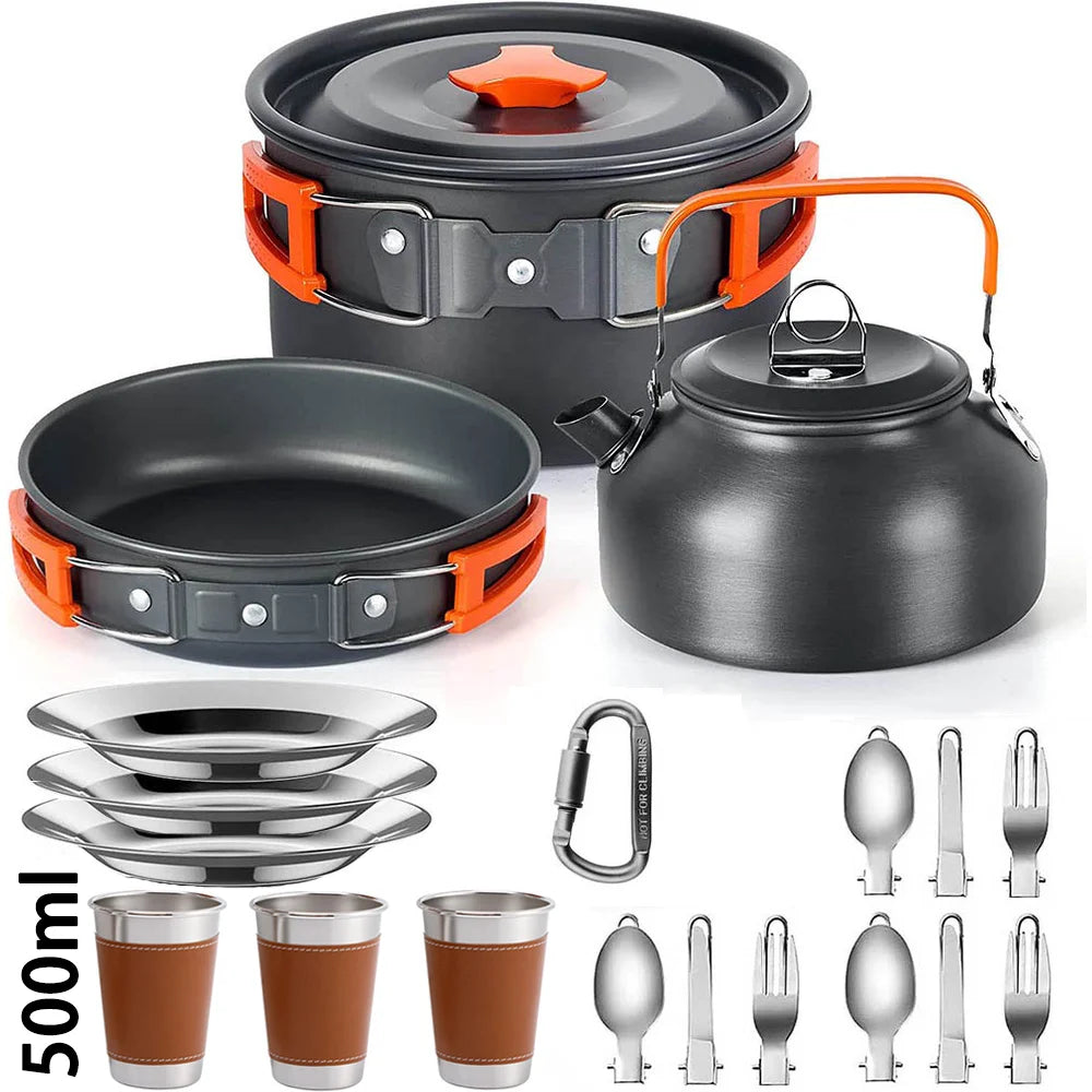 Camping Cookware Set – Non-Stick Teapot & Pots for 2–3 People