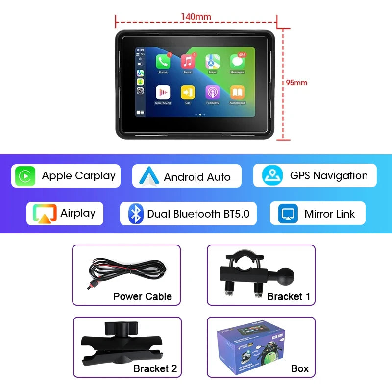 5–7" CarPlay & Android Auto DVR – Wireless GPS Display for Car & Motorcycle
