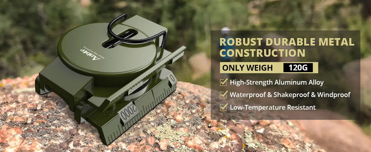 Military Lensatic Compass – Waterproof Hiking Compass with Clinometer