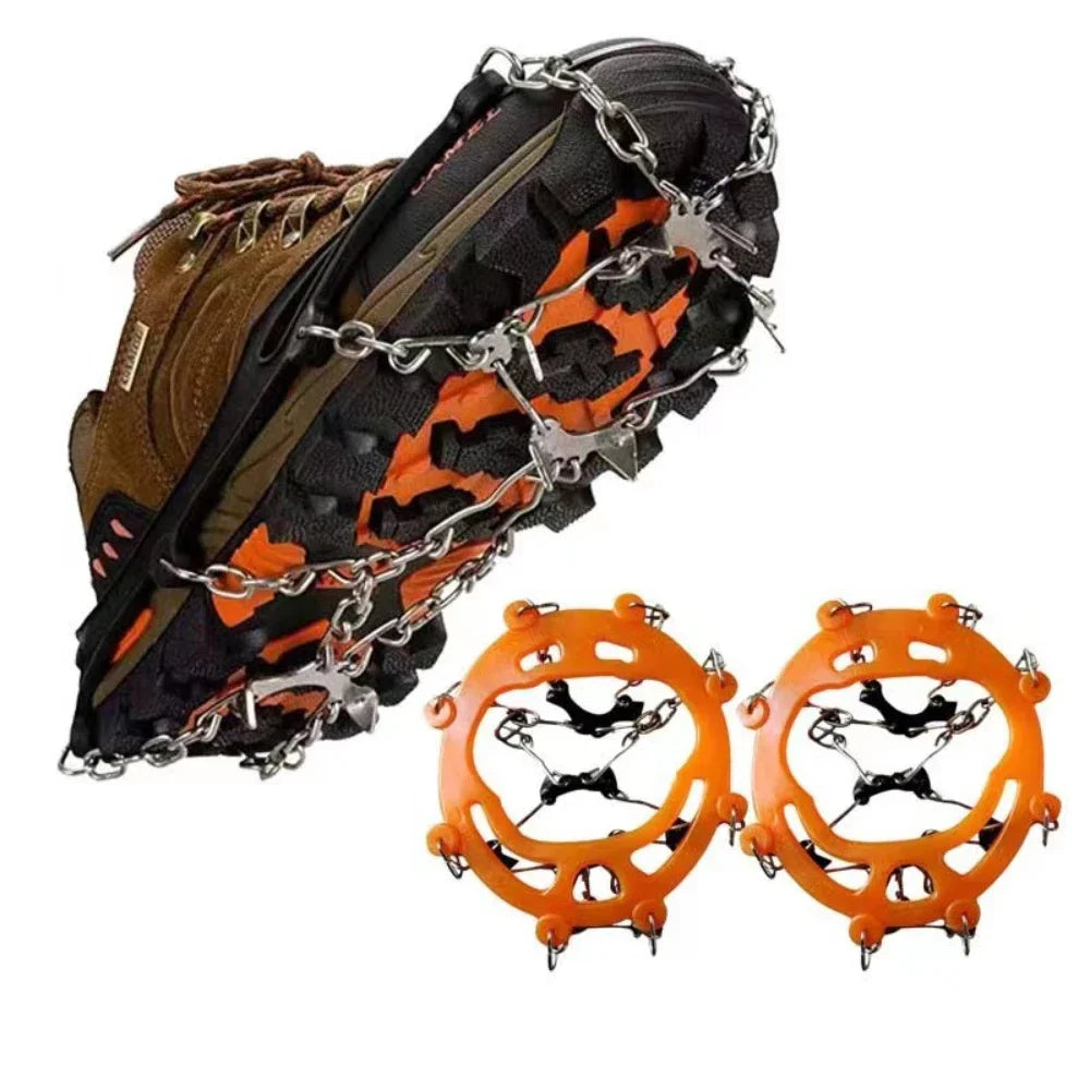 10-Tooth Stainless Steel Chain Crampons – Non-Slip Mountaineering Shoe Covers
