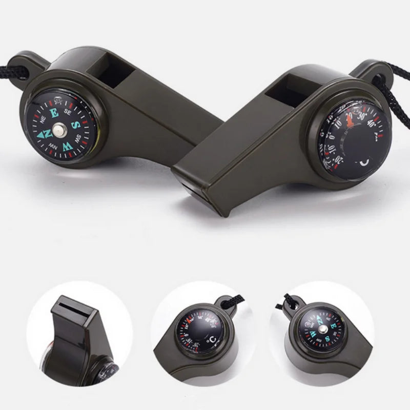 3-in-1 Survival Whistle – Compass & Thermometer for Outdoor Activities