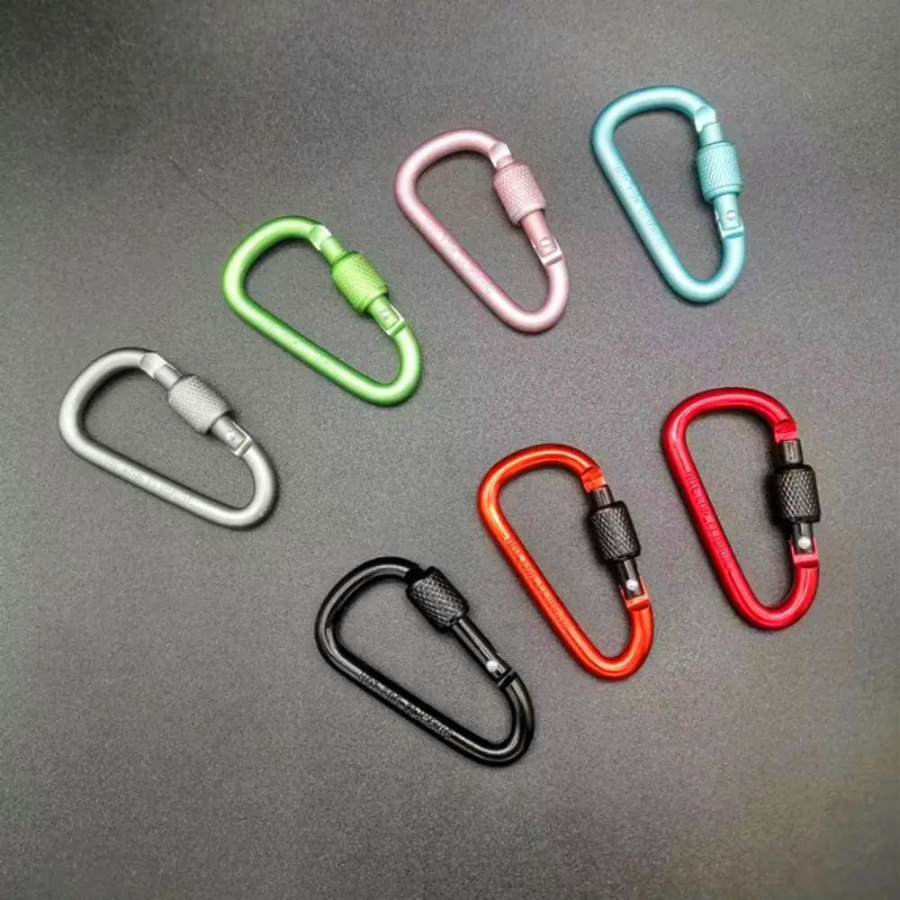Aluminum Alloy D-Shape Carabiner – Locking Keychain Hook for Hiking