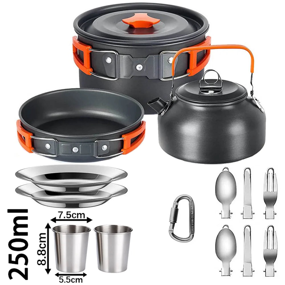 Camping Cookware Set – Non-Stick Teapot & Pots for 2–3 People