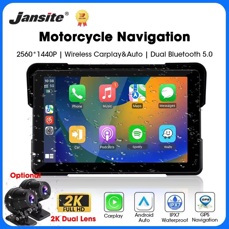 5–7" CarPlay & Android Auto DVR – Wireless GPS Display for Car & Motorcycle
