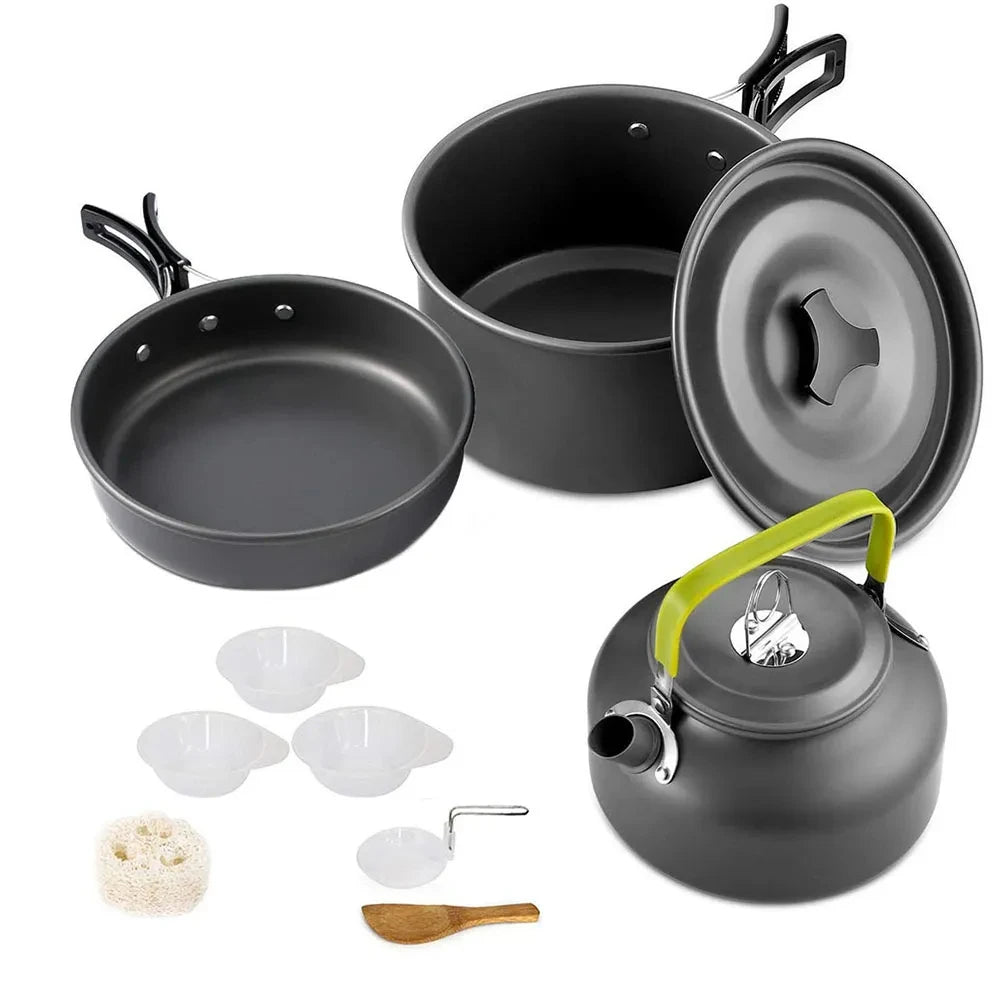 Camping Cookware Set – Non-Stick Teapot & Pots for 2–3 People