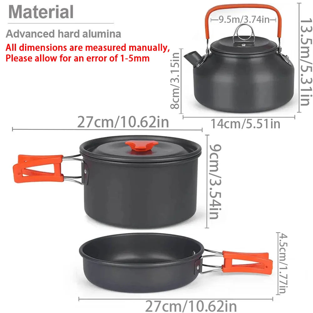 Camping Cookware Set – Non-Stick Teapot & Pots for 2–3 People