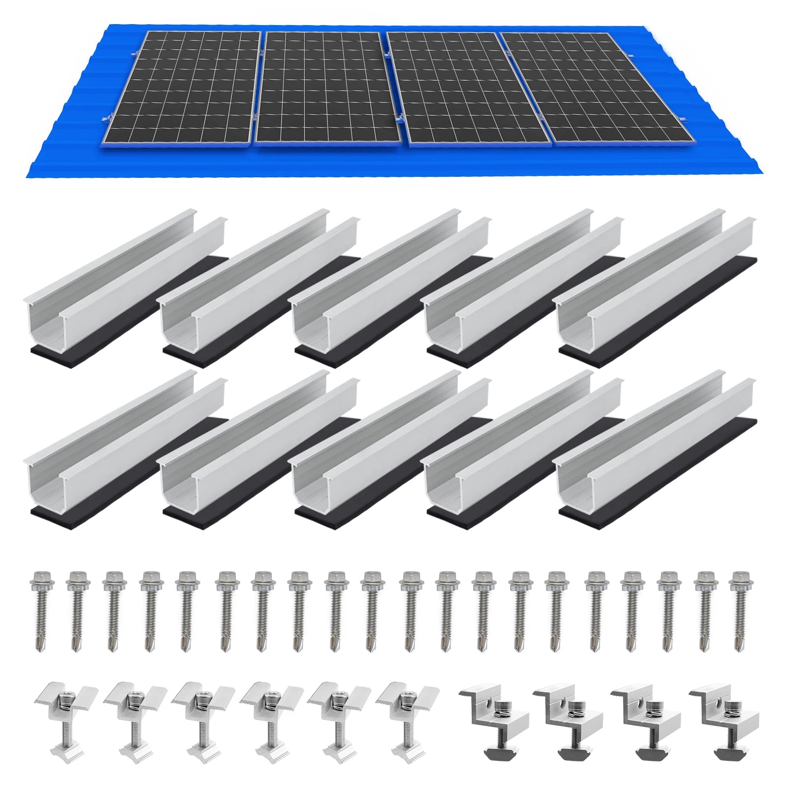 Solar Panel Mount Bracket Kit – Mini Rails, Clamps & Pads