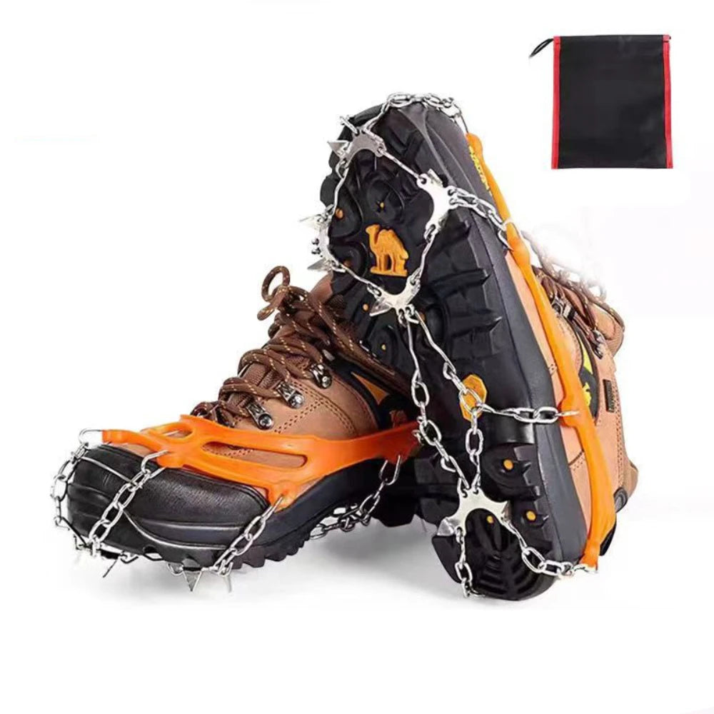 10-Tooth Stainless Steel Chain Crampons – Non-Slip Mountaineering Shoe Covers