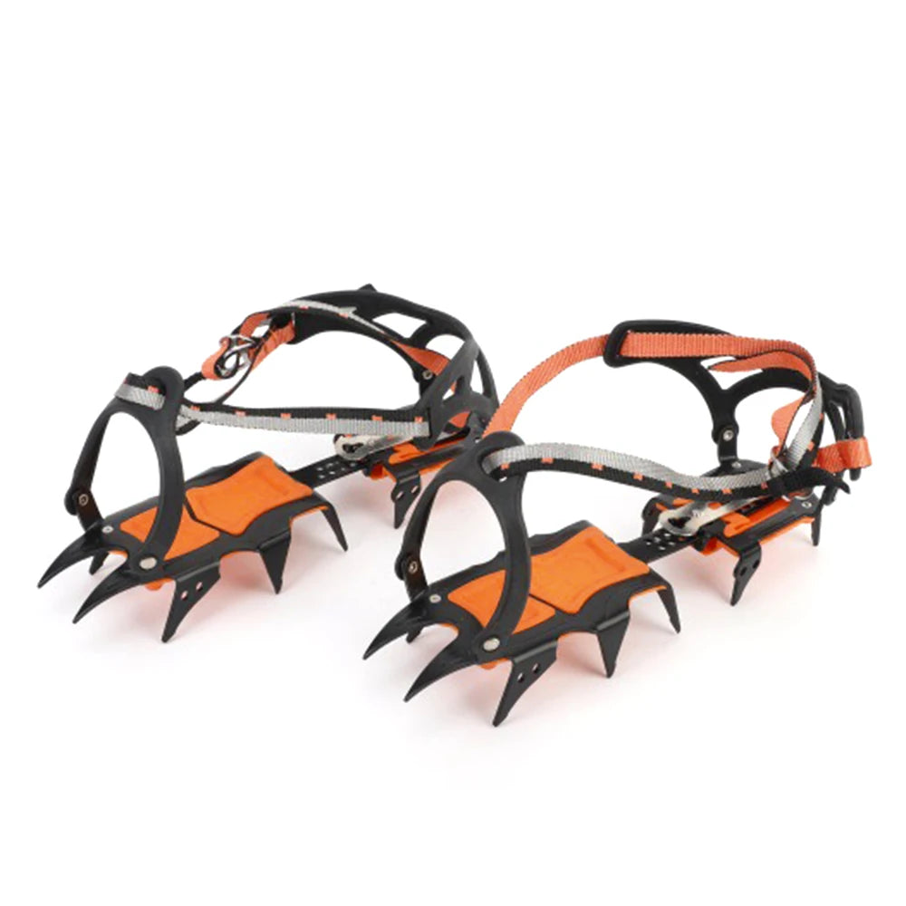 12-Tooth Stainless Steel Ice & Snow Crampons – Anti-Slip Climbing Grippers